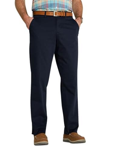 Farah Men's Regular Fit Smart Casual Stretch Chino Trousers with Stretch Twill Fabric, Zip & Hook Fastening, Side & Buttoned Back Pockets Navy 40W / 31L