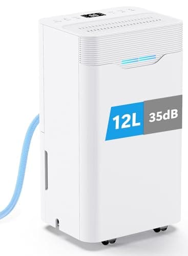 Dehumidifiers for Home, 12L/Day Continuous Drainage Dehumidifier with Humidity Display, 3 Working Modes, 24H Timer, Quiet Compression Dehumidifier for Drying Clothes, Basement, Apartment