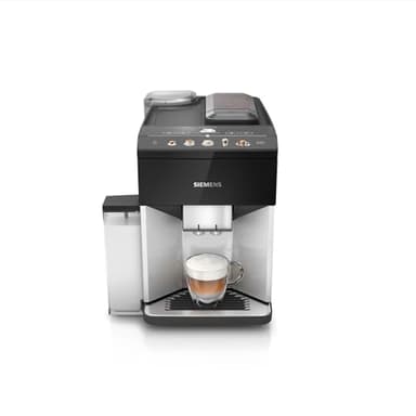 SIEMENS EQ500 Fully Automatic Bean to Cup Coffee Machine with coffeeSelect Display, oneTouch DoubleCup, 9 Coffee Beverages, autoMilk Clean in Daylight, TQ513GB1, Silver/Piano Black