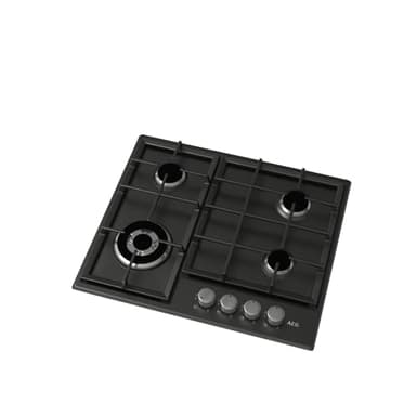 AEG 3000 Series Slim Line Gas Hob HGX64200SB, 4 Cooking Zones/Burners, 60cm, Cast Iron Pan Supports, Speed Burner, integrated ignition, Automatic gas shut-off, Quick heat up, 594x510mm, Black