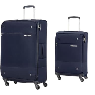 Samsonite Base Boost - Spinner L Expandable Suitcase, 78 cm, 105/112.5 Litre, Navy Blue & Base Boost Spinner S Hand Luggage, 35 x 20 x 55 cm, 35L