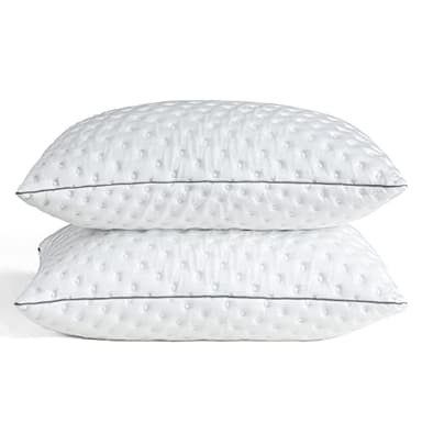 BedStory Pillows Pack of 2 - Shredded Memory Foam Pillow for Neck and Shoulder Pain Relief, Hypoallergenic and Cooling Bed Pillow - 50x75 cm, 1 Pair