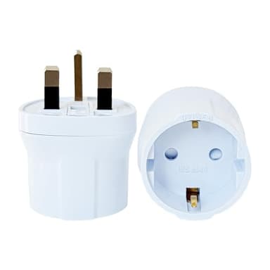 Double Dragon EU to UK Plug Adapter | European 2-Pin to UK 3-Pin Travel Adapter | Schuko & Europlug from France, Germany, Spain, Italy to UK Socket | BS8546 Certified, 13A Fused – White (1 Pack)
