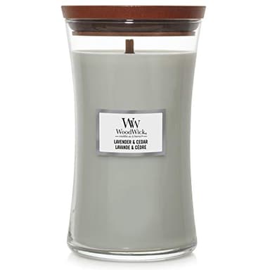 WoodWick Large Hourglass Scented Candle with Crackling Wick | Lavender & Cedar | Up to 130 Hours Burn Time
