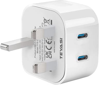 USB C Plug,20W Dual Port USBC Fast Charger Apple Plug for iPhone 16/15/14/13/12/11 Pro Max Plus, iPad Pro Air Mini, AirPods Pro, Apple Watch, Type C Head Adapter Charging Wall PD UK Plug