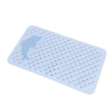 Coopers of Stortford - Dolphin Bath Mat with Foot Scrubbing Bristles, Secure Grip Suction Cups & Drainage Holes - 74.5 x 43.5cm PVC Mat (Blue)