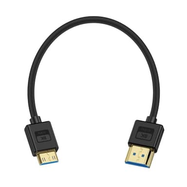 Maxhood 8K Short Mini HDMI to HDMI Cable 0.3M, Ultra Thin Slim Soft Mini HDMI to HDMI 2.1 Cable High Speed 48Gbps HDMI to Mini HDMI Adapter Cable for Camera, Camcorder,Tablet