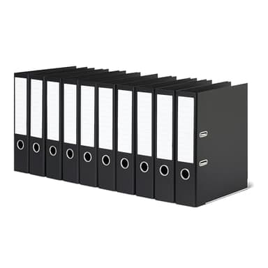 Amazon Basics A4 Lever Arch Files Pack of 10, Ring Binder, Office File Organiser, Black