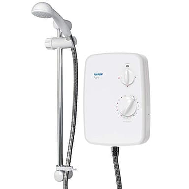 Triton Showers | Agio | Shower Electric | 8.5 KW | Triton Showers Shower I White I Electrical Showers | with Showerhead and Anti Twist Hose | Best Electric Shower Units for Bathrooms - Chrome Finish
