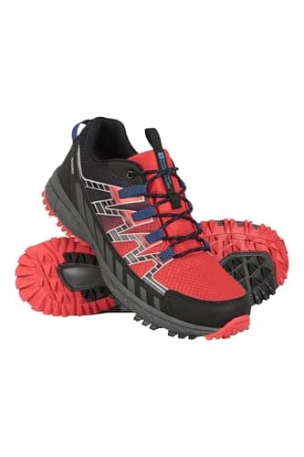 Mountain Warehouse Enhance Mens Waterproof Trail Running Shoes - Breathable, Soft, Comfortable & Durable Sneakers - for Spring Summer, Walking & Outdoors Active Red Adult Shoe Size 10