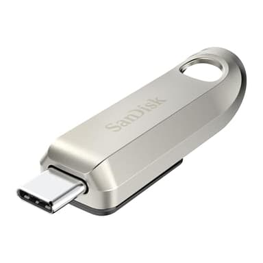 SanDisk 512GB Ultra Luxe Type C Flash Drive, USB stick, Memory stick with Fast Performance, up to 400 MB/s read speeds, USB 3.2 Gen 1, Retractable Connector, Metal Design, Keyring, Silver