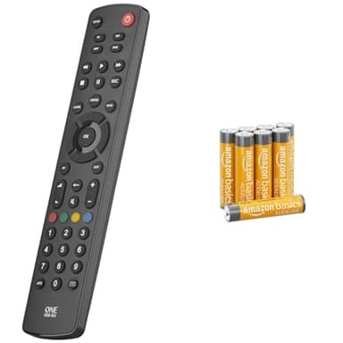 One For All Contour 4 universal remote control TV - control of 4 devices & Amazon Basics AAA 1.5 Volt Performance Alkaline Batteries, 8-Pack(Appearance may vary)