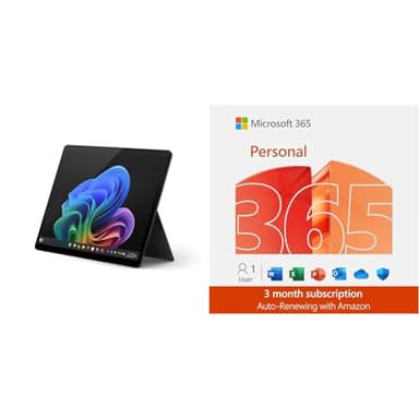 Microsoft Surface Pro (power supply not included) | Copilot+ PC | 13” OLED Touchscreen | Snapdragon® X Elite | 16GB Memory | 256GB SSD | Black 365 | 3 Months for Free | Amazon Autorenew