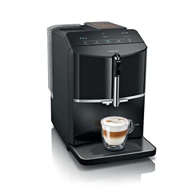 SIEMENS EQ300 Fully Automatic Bean to Cup Espresso Coffee Machine with milk frother arm, oneTouch Function, 4 coffee beverages, 3 coffee strengths, TF301G19, Piano Black