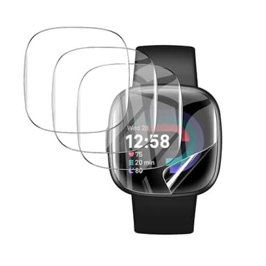 WFTE Screen Protector for Fitbit Versa 4/Fitbit Sense 2,[4-Pack] Flexible TPU Film Screen Protector [Full Coverage] [HD Clear] [Bubble Free] Ultra-thin TPU Soft Film-Versa 4/Sense 2