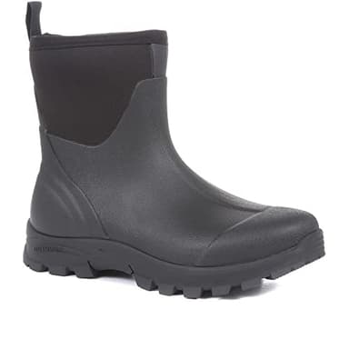 Pavers Men's Ankle Wellington Boots in Black - Textile Upper, Lightweight Grip Sole, Comfort Lined, Durable Wet Weather Footwear - UK 8 / EU 41