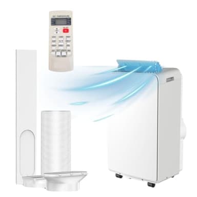 Portable Air Conditioning Unit, 9000 BTU Multifunctional Air Conditioner, AC Unit, 4 in1 Air Cooler, Air Purifier, Fan, Dehumdifier, 24h Timer, Remote Control, Window Kit, Class A Energy Rating