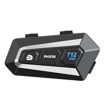 PHXIN T12PRO MESH Motorcycle Bluetooth Intercom, 32 Riders 1km Helmet Communication System, Support Audio Multitasking/Music Sharing/Voice Assistant/FM Radio/IP67 Waterproof