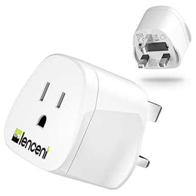 LENCENT US to UK Plug Adapter, 2/3 Pin USA to 3 Pin UK Plug Adaptor, American/Mexico/Canada to British Travel Plug Adapter, 1 Pack, White