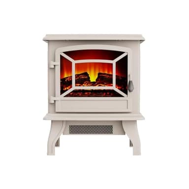 Electric Stove Heater 2000W,Electric Fireplace with Indoor Log/Wood Burner Effect,Modern Freestanding LED Flame Fireplave Stoves Adjustable Thermostat (ADFE07 Fireplace, White)