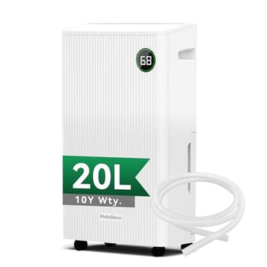 20L/Day Dehumidifier for Home, Dehumidifier with Automatic Humidity Sensor & Display, 24Hr Timer, Laundry Drying, Continuous Drainage, 5.5L Large Water Tank (20L Compressor Dehumidifier)