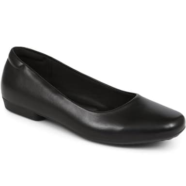 Pavers Rounded-Toe Ballet Flats - Black Size 6