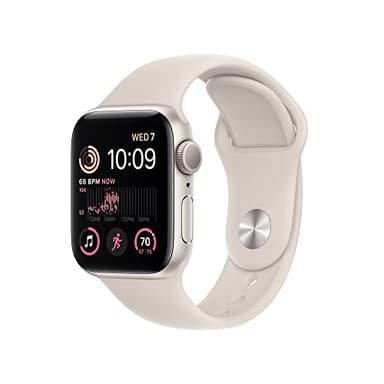 Apple Watch SE (2nd generation) (GPS, 40mm) Smart watch - Starlight Aluminium Case with Starlight Sport Band - Regular. Fitness & Sleep Tracker, Crash Detection, Heart Rate Monitor, Water Resistant