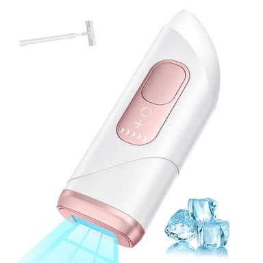 Ice Cooling IPL Hair Removal Device Unlimited Flashes, Laser Hair Removal Device with 600NM Red Light Wavelength, Auto/Manual Flashing Mode, IPL Hair Remover for Women Men, Facial Bikini Arm Leg Body