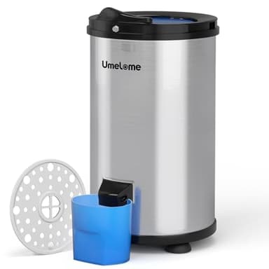 Spin Dryer 6kg by Umelome, Energy&Power Saving Spinner 2800 RPM Clothes Dryer, Energy Efficiency Class: A+++, Gravity Drain dryer, Silvery