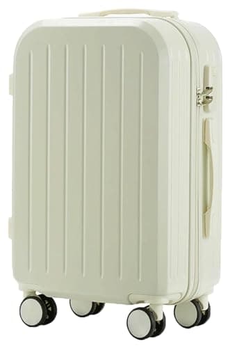 Suitcase Suitcases with Wheels Large-Capacity Luggage Student Carry On Luggage Safety Combination Lock Ladies Suitcase Durable(Blanc,24 inches)