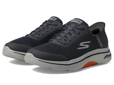 Skechers Men's Wide, Hands-Free Slip-ins GO Walk Arch FIT 2.0 Simplicity 2 Sneaker, Charcoal and Orange Textile/Synthetic, 10 UK