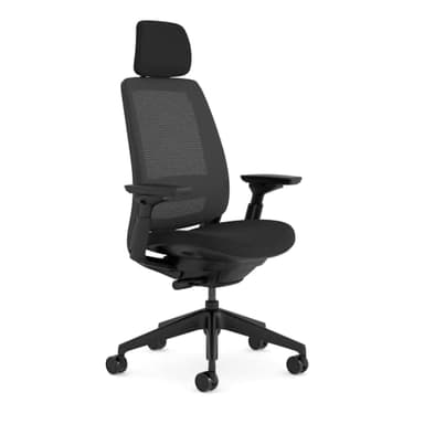 Steelcase Series 2 Ergonomic Office Chair With LiveBack Lumbar Support, 4D Armrests, Adjustable Headrest Black/Black; Made in Europe