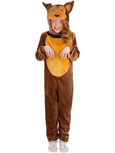 Smiffys Dog Costume, Brown with Hooded Jumpsuit & Tail, Children's Animal Fancy Dress, Animal Dress Up Costumes