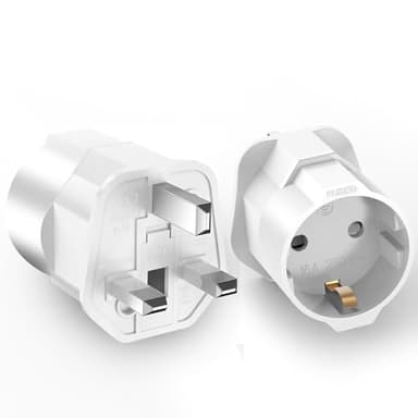 Dsclavacy 2 Pack EU to UK Plug Adapter, European to UK Travel Adaptor 2 Pin to 3 Pin Plug Adapter, Type C/E/F Europe German France Spanish Polish Turkish to British Adapter Type G
