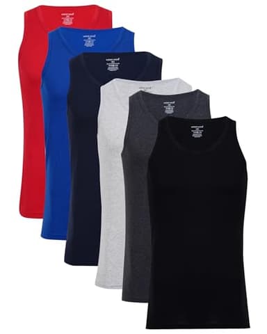 Men's Pack of 6 Assorted Vests Plain Tank Top Vest Cotton Undershirt (Assorted, UK-Small)