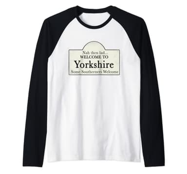 Yorkshire Rose Flag Ey Up UK North England Yorkshire Sign Raglan Baseball Tee