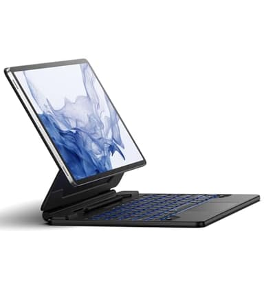 Dexnor for Samsung Galaxy Tab S9+ Plus/S9 FE+ Plus/S8+ Plus/S7+ Plus/S7 FE Case with Keyboard 12.4" Floating Cantilever Magnetic Stand Trackpad & Backlit S Pen Holder UK Layout - Black
