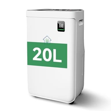 Alphaappliance 20L/Day Dehumidifier for Home with Automatic Humidity Sensor, Digital Display, Laundry Drying, Dehumidify and Continuously Modes, 6.4 L Water Tank and Drain Hose, 24H Timer