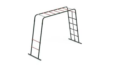 Plum Play Metal Monkey Bars Climbing Frame with Stippled Powder Coating for Extra Grip and Support - Cargo Climbing Net - Max user 50kg - Minimum User from 3 years Plus