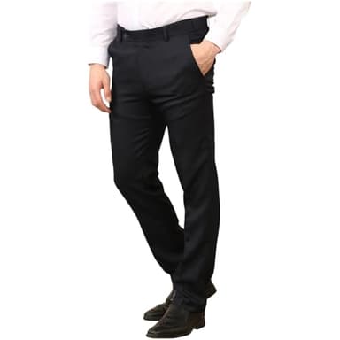 Cotton Works Men's Classic Smart Fit Formal Casual Active Stretch Waist Hidden Expandable-Elasticated Waist Comfortable Flat-Front Dress Everpress Pocket Trousers(Black, 42/31)