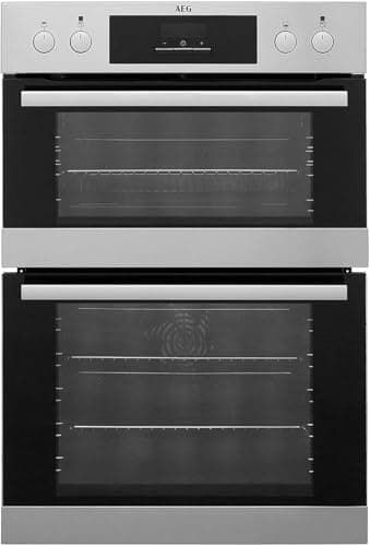 AEG 6000 SurroundCook Built In Double Oven DCB331010M, 61L Capacity, 59.4 cm, Multilevel Cooking, Grill Function, LED Display, Antifingerprint Coating, Stainless Steel