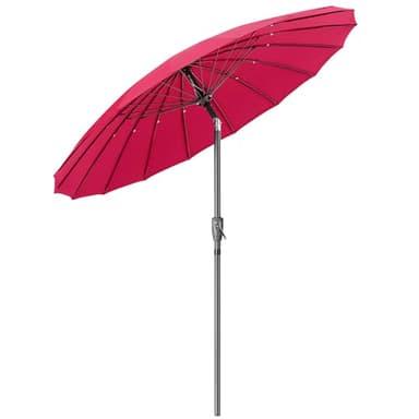CHRISTOW Shanghai Parasol Garden Umbrella Adjustable Tilting Sun Shade with UV Protection and Crank 2m (Raspberry)