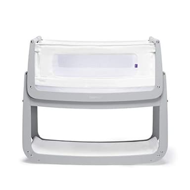 SnuzPod 4 Bedside Crib - Rocking Next to Me Crib with Lift off Bassinet, Lightweight Portable Baby Bed, Cot with Zip-Down Wall, 3D Breathable Mattress, 6 Height Settings and Comfort Incline Mode, Dove