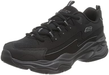 Skechers Men's D'lites 4.0 Sneaker, Black Leather Pu Mesh Black Trim, 10 UK