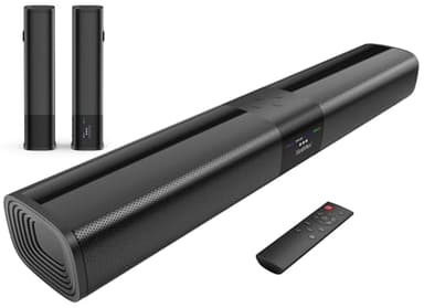 Saiyin Sound Bar for Smart TV, 2 in 1 Detachable Home Audio Soundbar Speaker,20” Sound Bar for TV with Optical/AUX/HDMI-ARC/Bluetooth Connection for PC/Gaming/Projectors, Wall Mountable