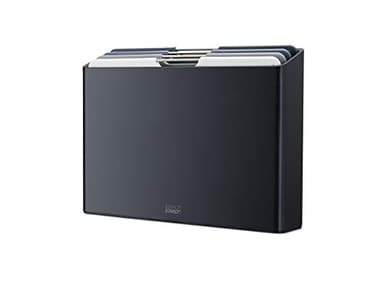 Joseph Joseph Folio 4-Piece Colour coded Chopping Board Set, Slimline case for organised storage, Large - Graphite