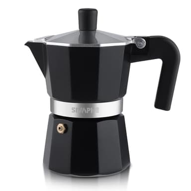 Sivaphe Stovetop Coffee Maker 150ml/3 Cups, Aluminium Moka Pot Italian Espresso Maker with Heat-Resistant Handle, Black