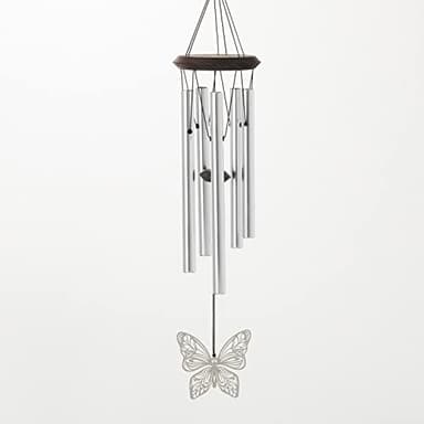 Woodstock Chimes Signature Collection, Woodstock Habitats Chime, 21'', Silver Wind Chimes for Outdoor, Patio, Home or Garden Decor (HCMB)