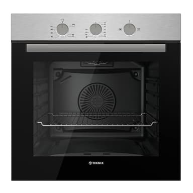 Teknix BITK263GSX 60cm Built-In Gas Oven – Integrated with 63L Capacity - LPG Convertible - Mechnical Minute Minder - Double Glazed - Stainless Steel, W59.5 x H59.5 x D55.0 (cm)
