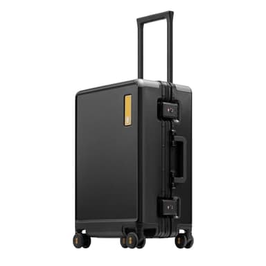 LEVEL8 Zipperless Suitcase Carry On Luggage with Aluminum Frame, 20 Inch Cabin Suitcase with Wheels, Polycarbonate Hard Shell with Double TSA, Black